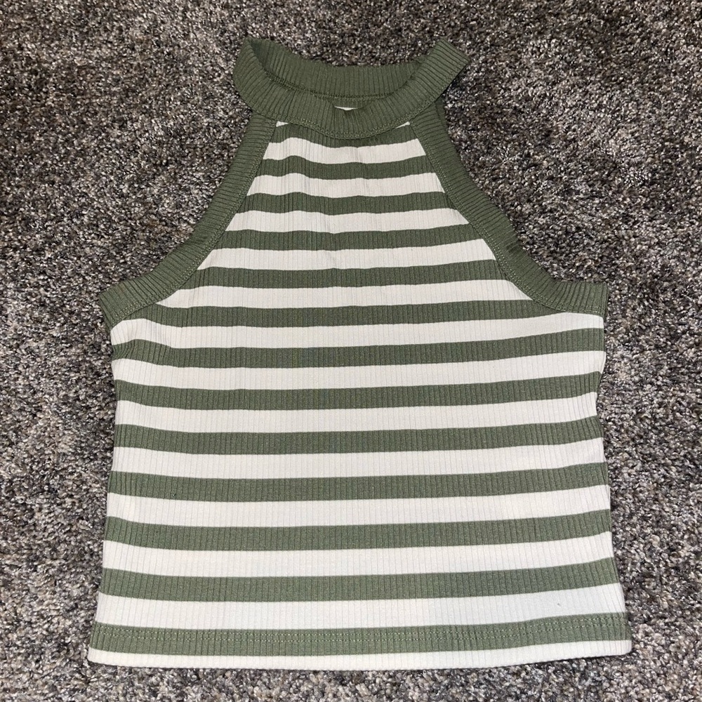 American Eagle green and white striped tank, size XS, barely worn
